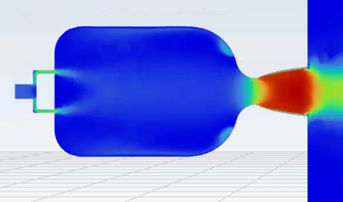 CFD velocity contour of a rocket nozzle