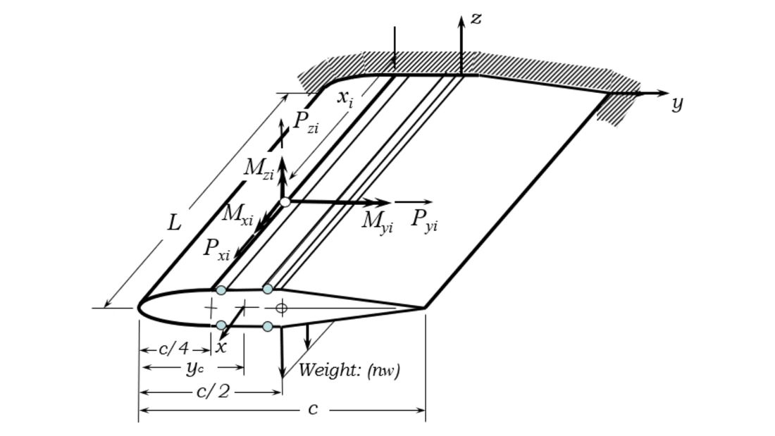 Cessna 172 wing section geometry and applied loads